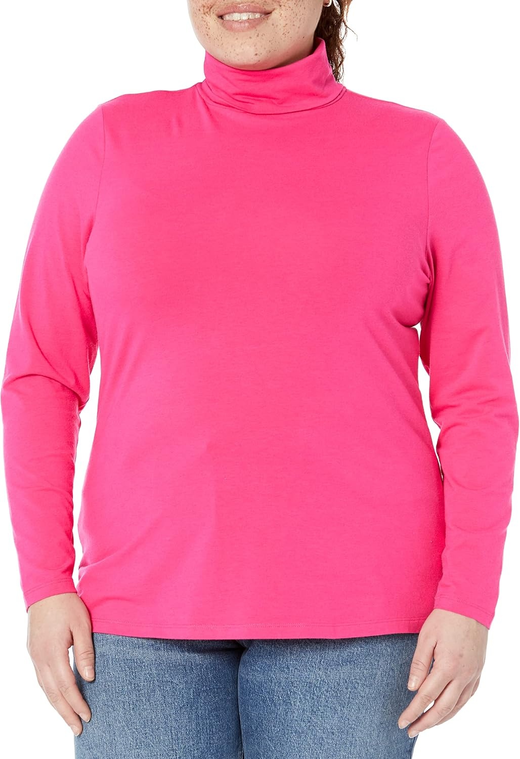 image:imageAmazon Essentials Womens LongSleeve Turtleneck Stretch Fleece Available in Plus SizeHot Pink