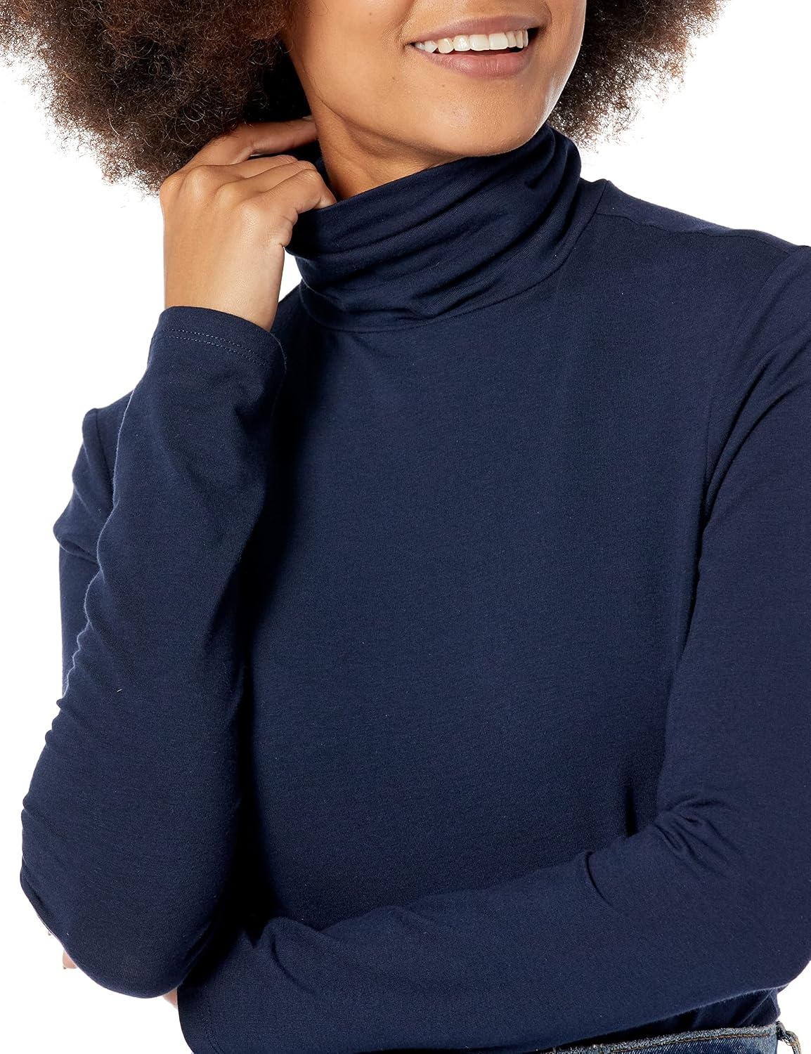 image:imageAmazon Essentials Womens LongSleeve Turtleneck Stretch Fleece Available in Plus SizeNavy