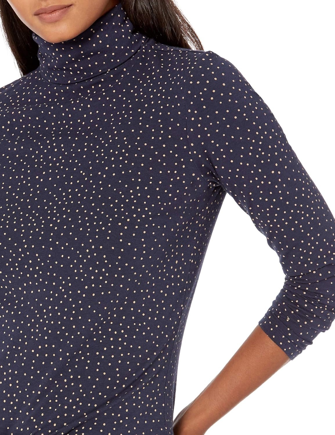 image:imageAmazon Essentials Womens LongSleeve Turtleneck Stretch Fleece Available in Plus SizeNavy Camel Dot
