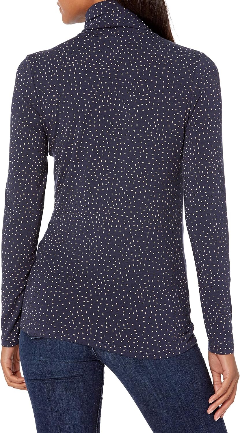 image:imageAmazon Essentials Womens LongSleeve Turtleneck Stretch Fleece Available in Plus SizeNavy Camel Dot