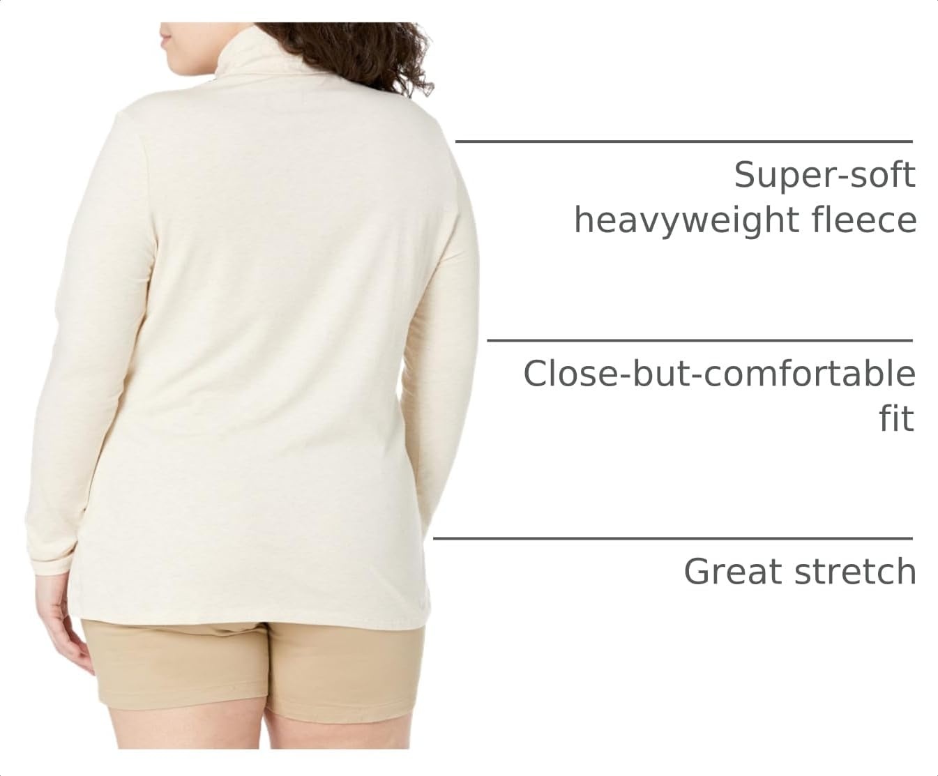 image:imageAmazon Essentials Womens LongSleeve Turtleneck Stretch Fleece Available in Plus SizeOatmeal Heather