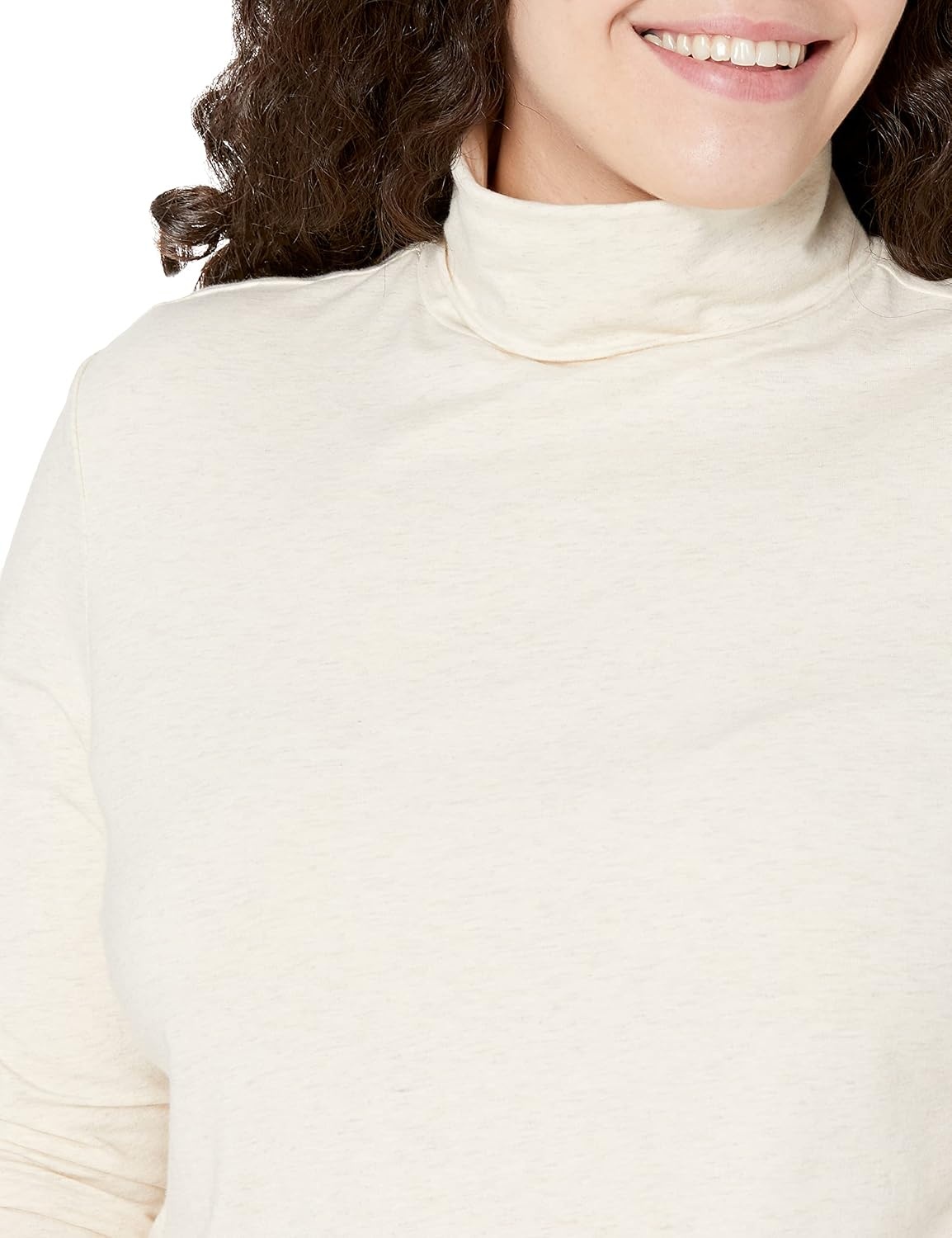 image:imageAmazon Essentials Womens LongSleeve Turtleneck Stretch Fleece Available in Plus SizeOatmeal Heather