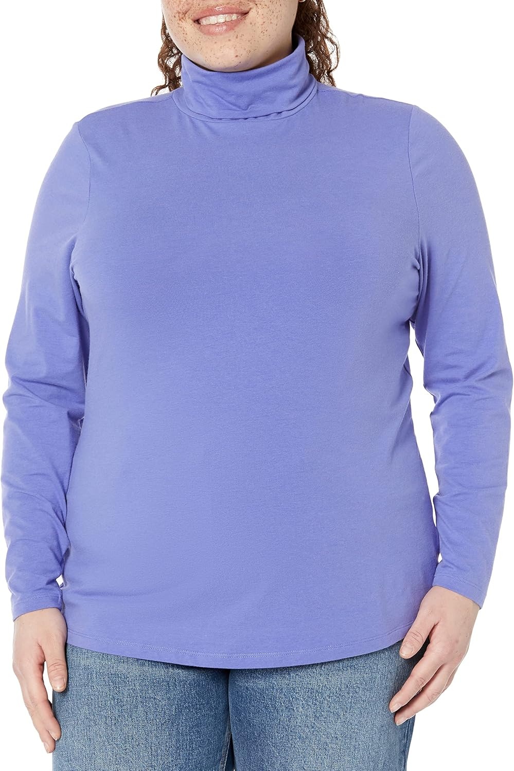 image:imageAmazon Essentials Womens LongSleeve Turtleneck Stretch Fleece Available in Plus SizePurple Blue