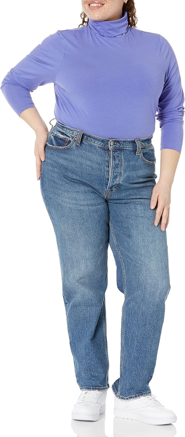 image:imageAmazon Essentials Womens LongSleeve Turtleneck Stretch Fleece Available in Plus SizePurple Blue