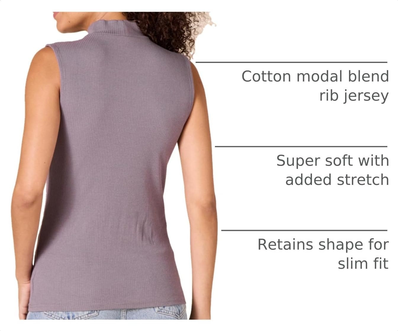 image:imageAmazon Essentials Womens MockNeck SlimFit Ribbed Knit Cotton Sleeveless Top Pack of 2GreyBlack