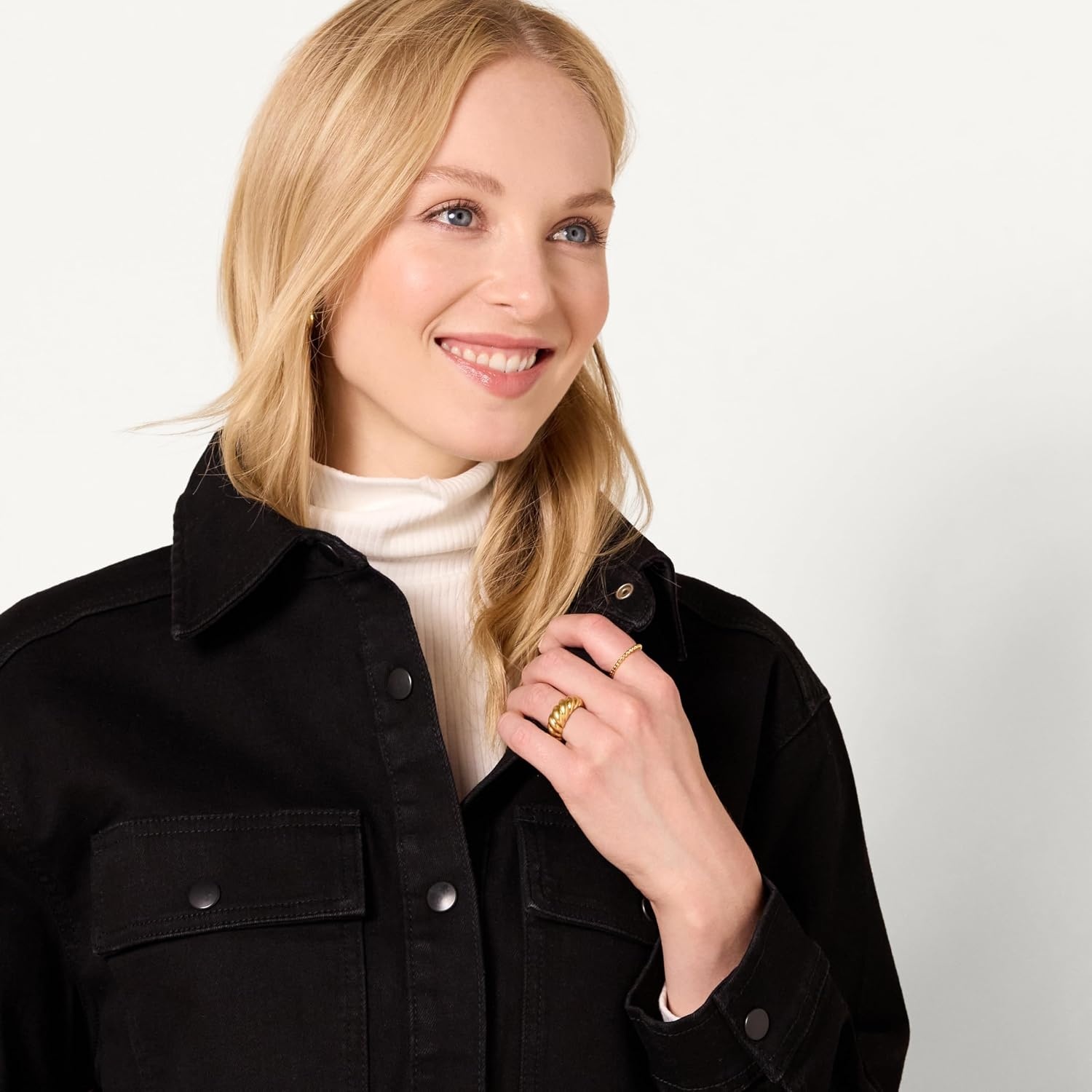 image:imageAmazon Essentials Womens Oversized Heavyweight Denim Shirt Jacket Relaxed FitBlack