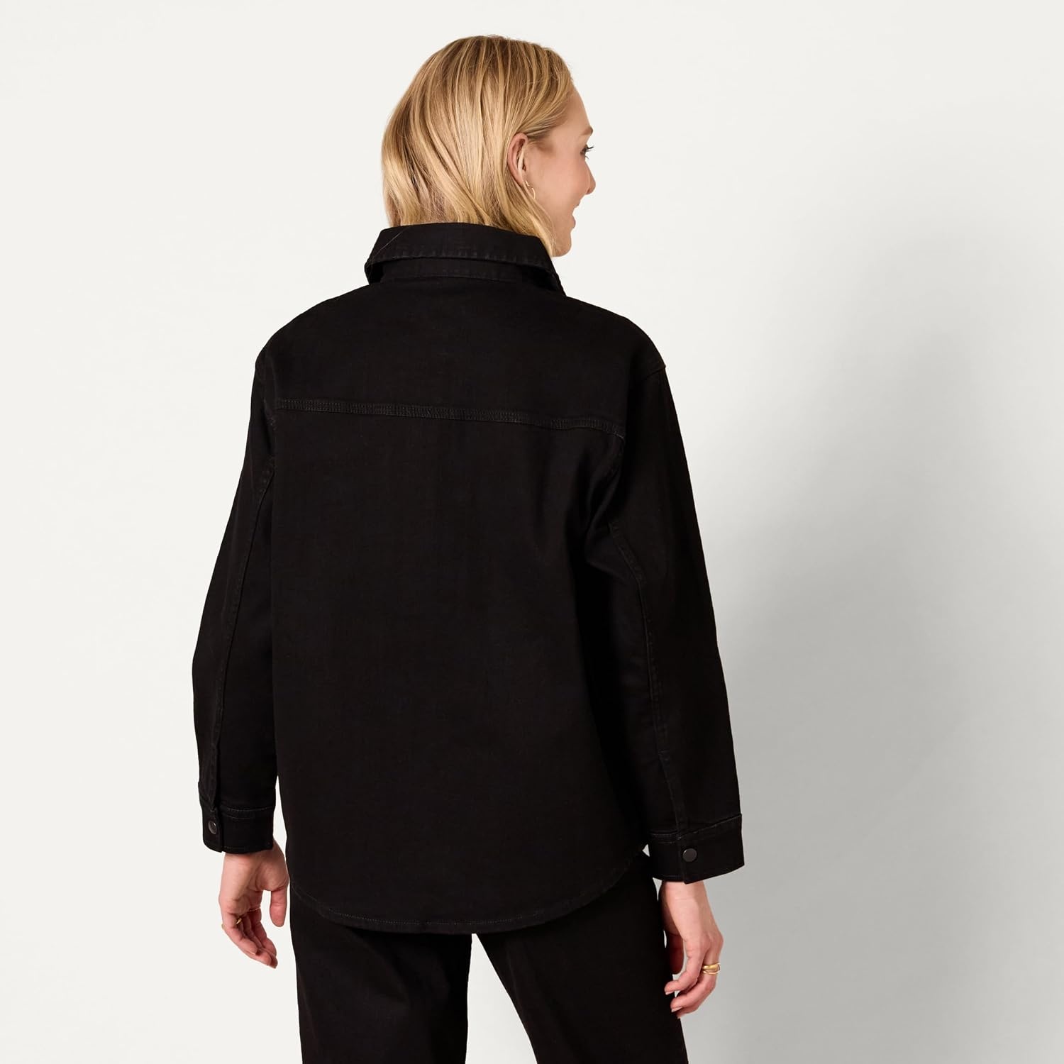image:imageAmazon Essentials Womens Oversized Heavyweight Denim Shirt Jacket Relaxed FitBlack
