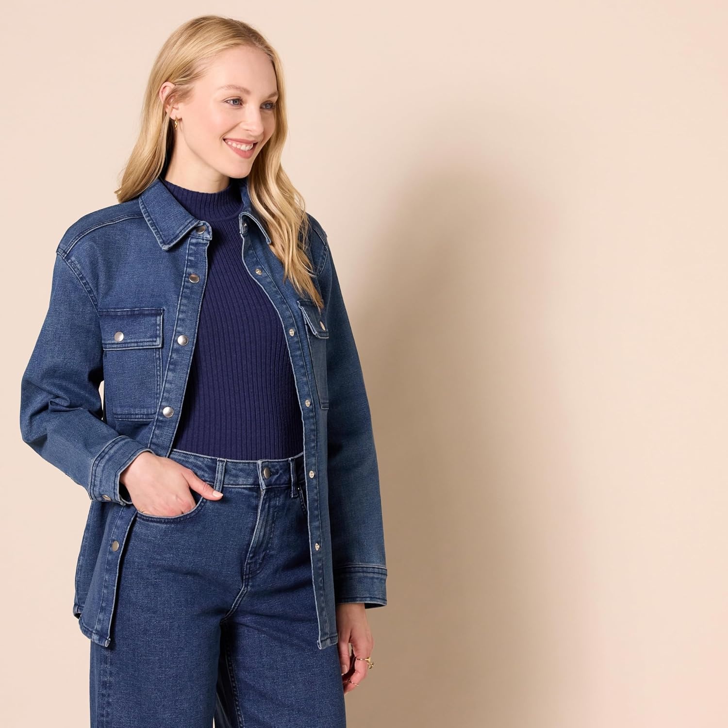 image:imageAmazon Essentials Womens Oversized Heavyweight Denim Shirt Jacket Relaxed FitMedium Wash