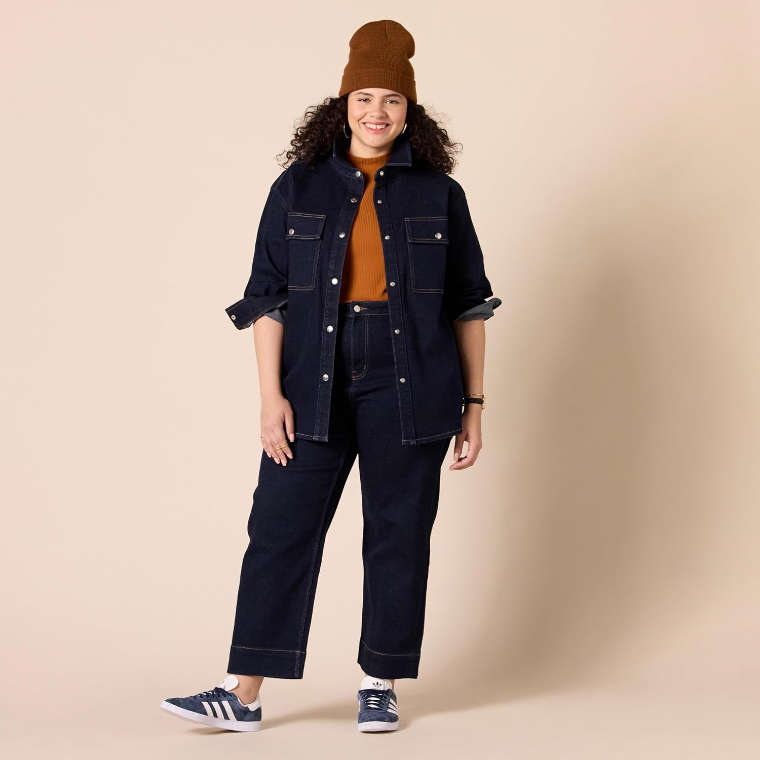 image:imageAmazon Essentials Womens Oversized Heavyweight Denim Shirt Jacket Relaxed FitRinsed