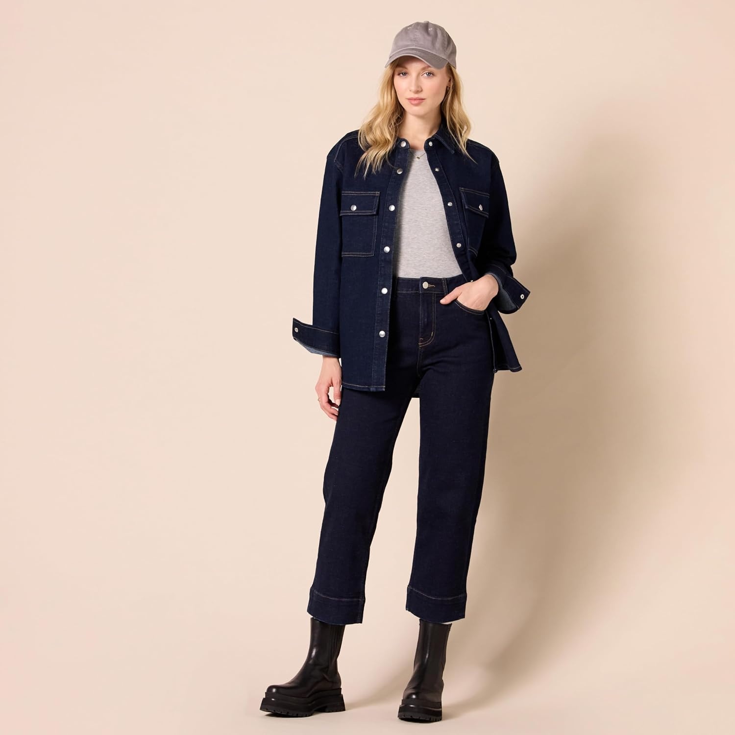 image:imageAmazon Essentials Womens Oversized Heavyweight Denim Shirt Jacket Relaxed FitRinsed