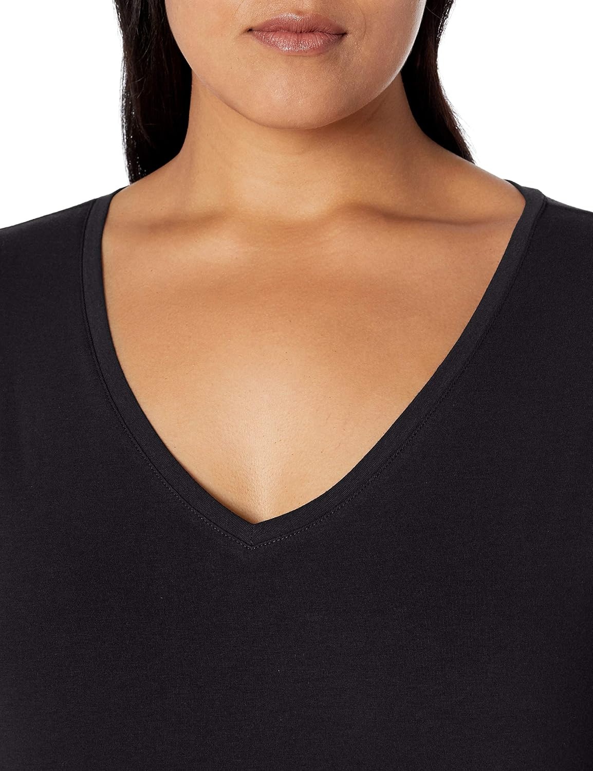image:imageAmazon Essentials Womens Plus Size ShortSleeve VNeck TShirtBlack