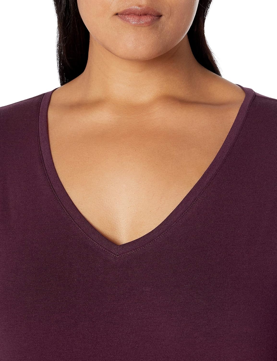 image:imageAmazon Essentials Womens Plus Size ShortSleeve VNeck TShirtBurgundy