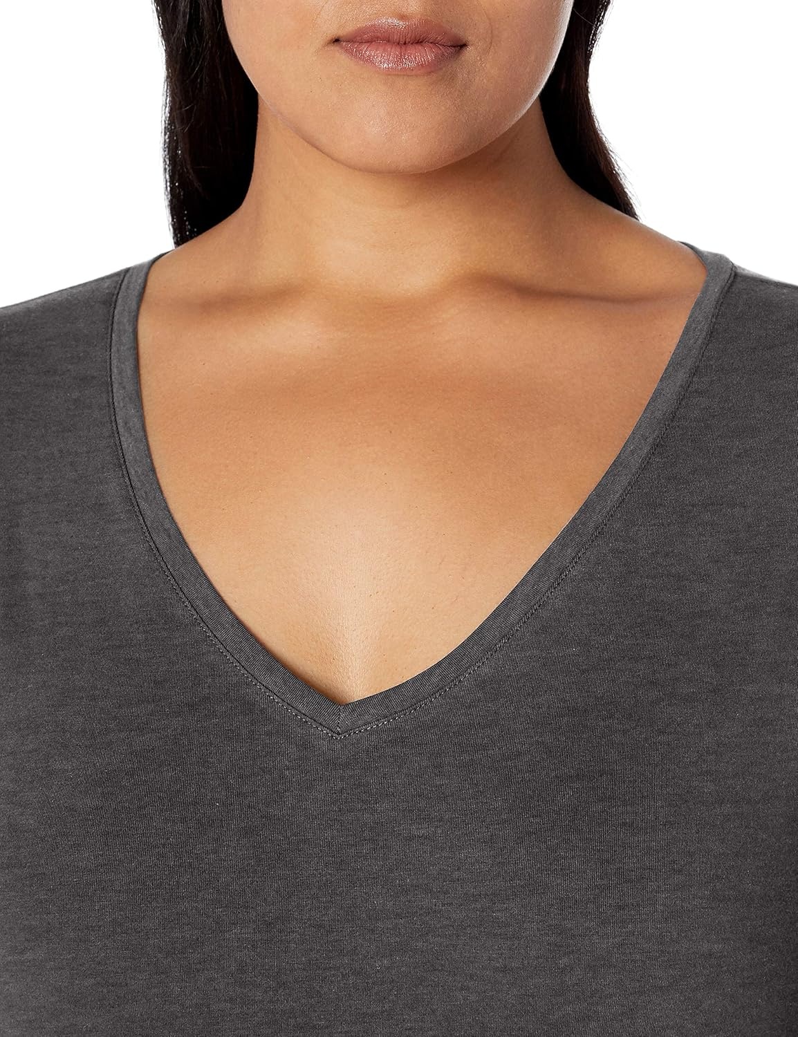 image:imageAmazon Essentials Womens Plus Size ShortSleeve VNeck TShirtCharcoal Heather