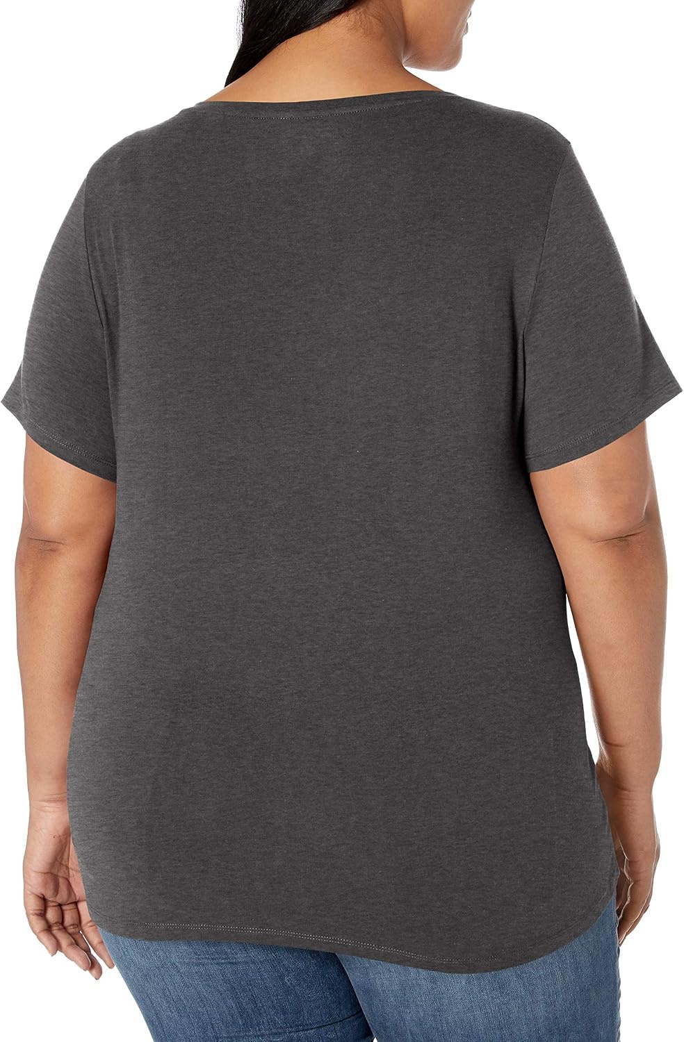 image:imageAmazon Essentials Womens Plus Size ShortSleeve VNeck TShirtCharcoal Heather