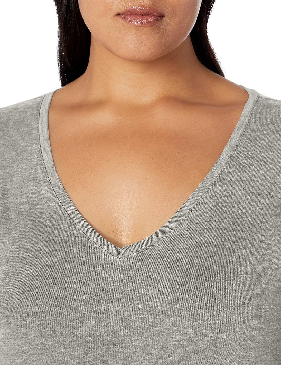 image:imageAmazon Essentials Womens Plus Size ShortSleeve VNeck TShirtLight Grey Heather