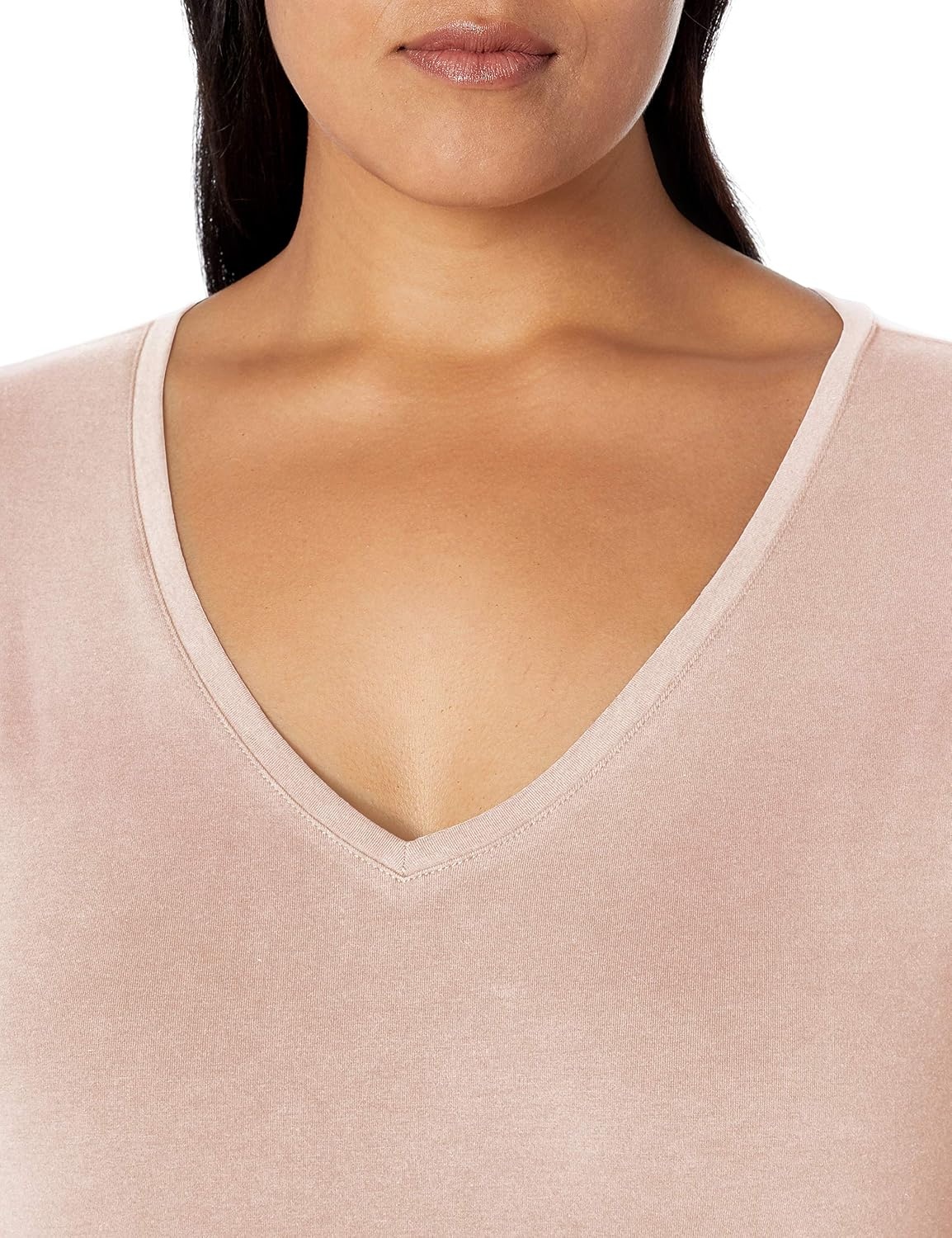 image:imageAmazon Essentials Womens Plus Size ShortSleeve VNeck TShirtLight Pink