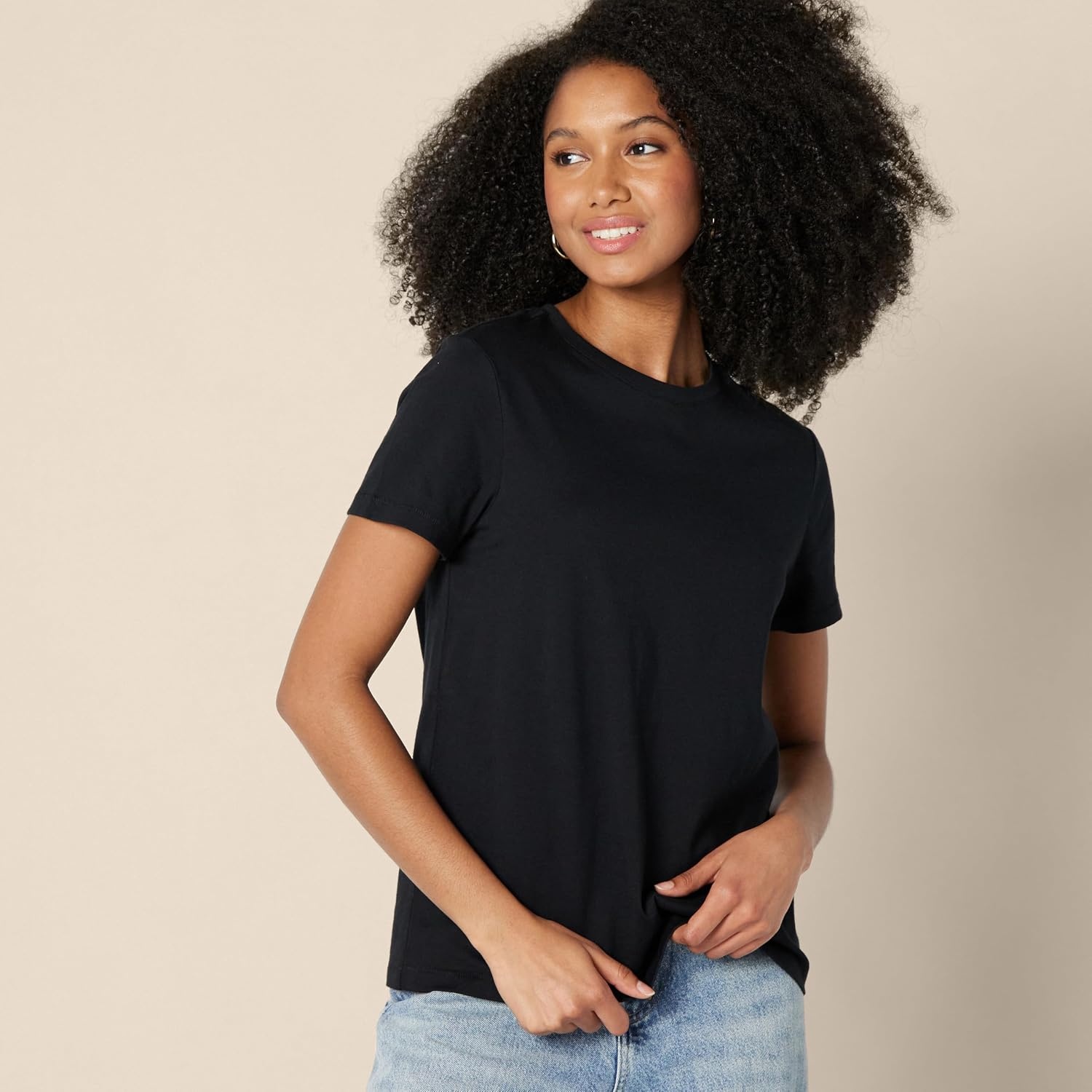 image:imageAmazon Essentials Womens Regular Fit 100 Cotton Crewneck Short Sleeve TShirtBlack