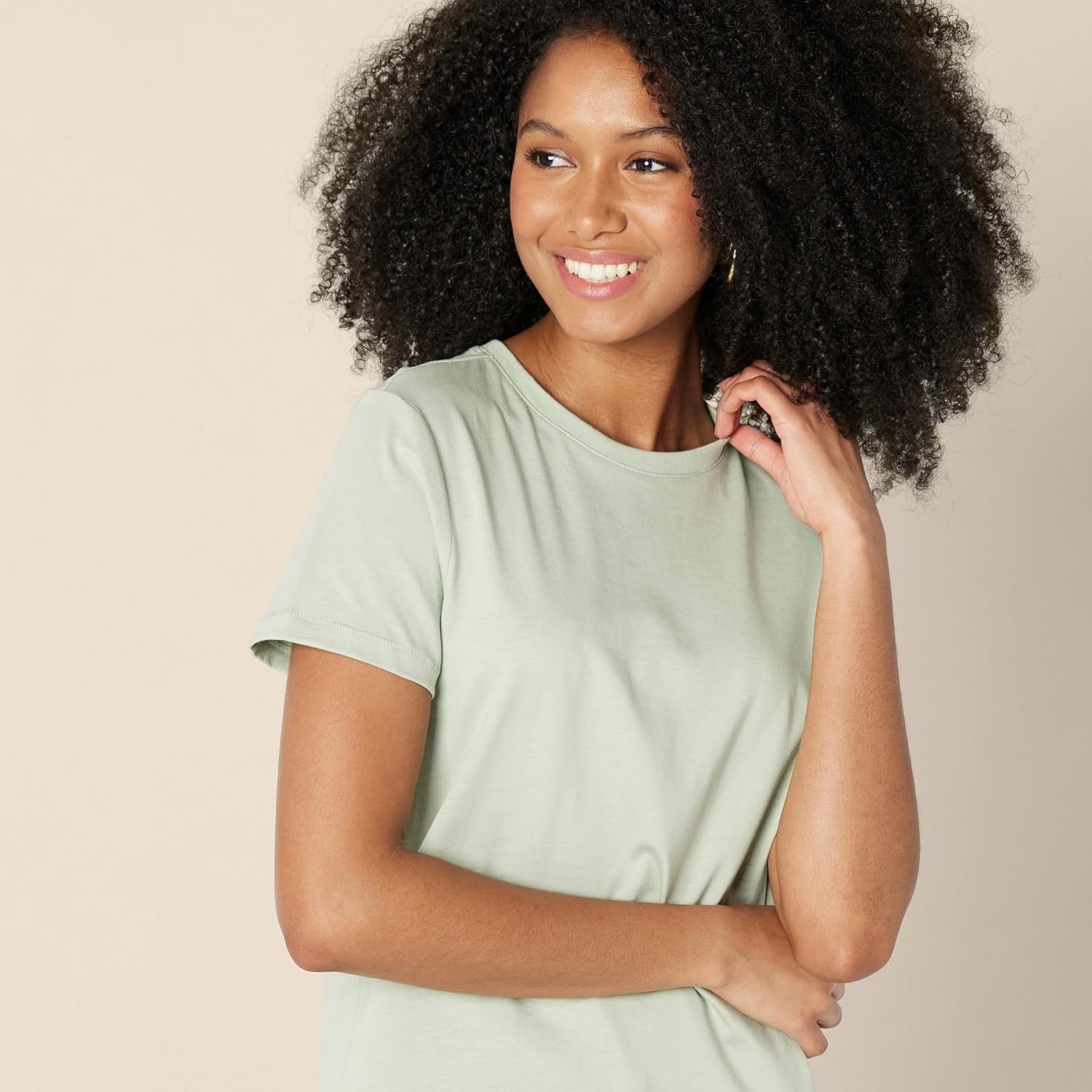 image:imageAmazon Essentials Womens Regular Fit 100 Cotton Crewneck Short Sleeve TShirtSage Green