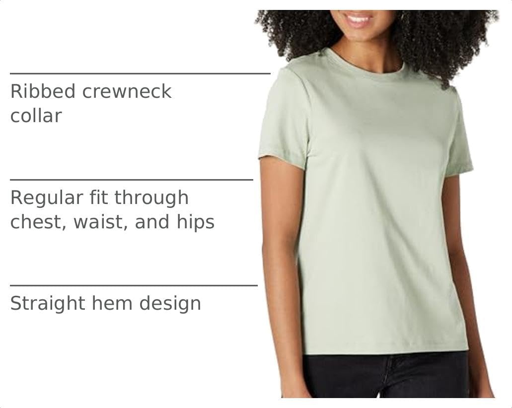 image:imageAmazon Essentials Womens Regular Fit 100 Cotton Crewneck Short Sleeve TShirtSage Green