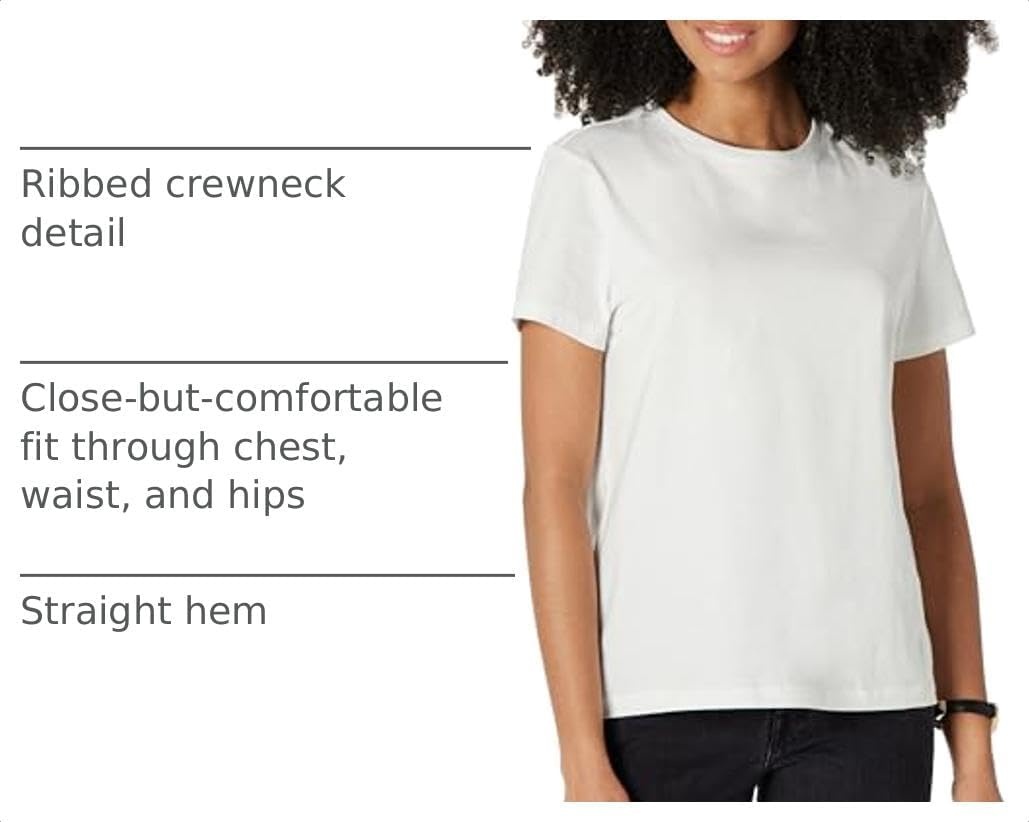 image:imageAmazon Essentials Womens Regular Fit 100 Cotton Crewneck Short Sleeve TShirtWhite