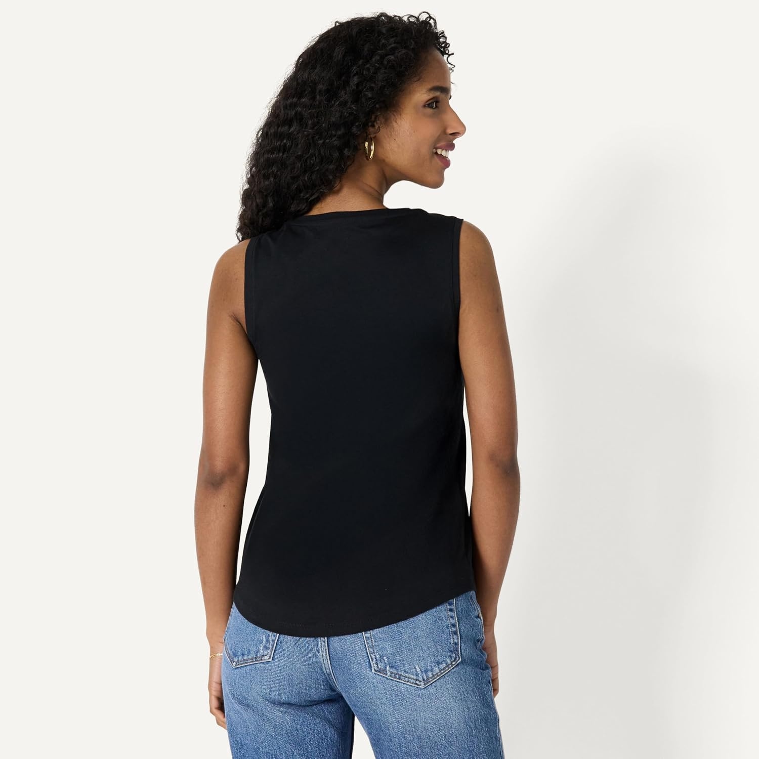 image:imageAmazon Essentials Womens RegularFit 100 Cotton Sleeveless Tank Top Pack of 2Black