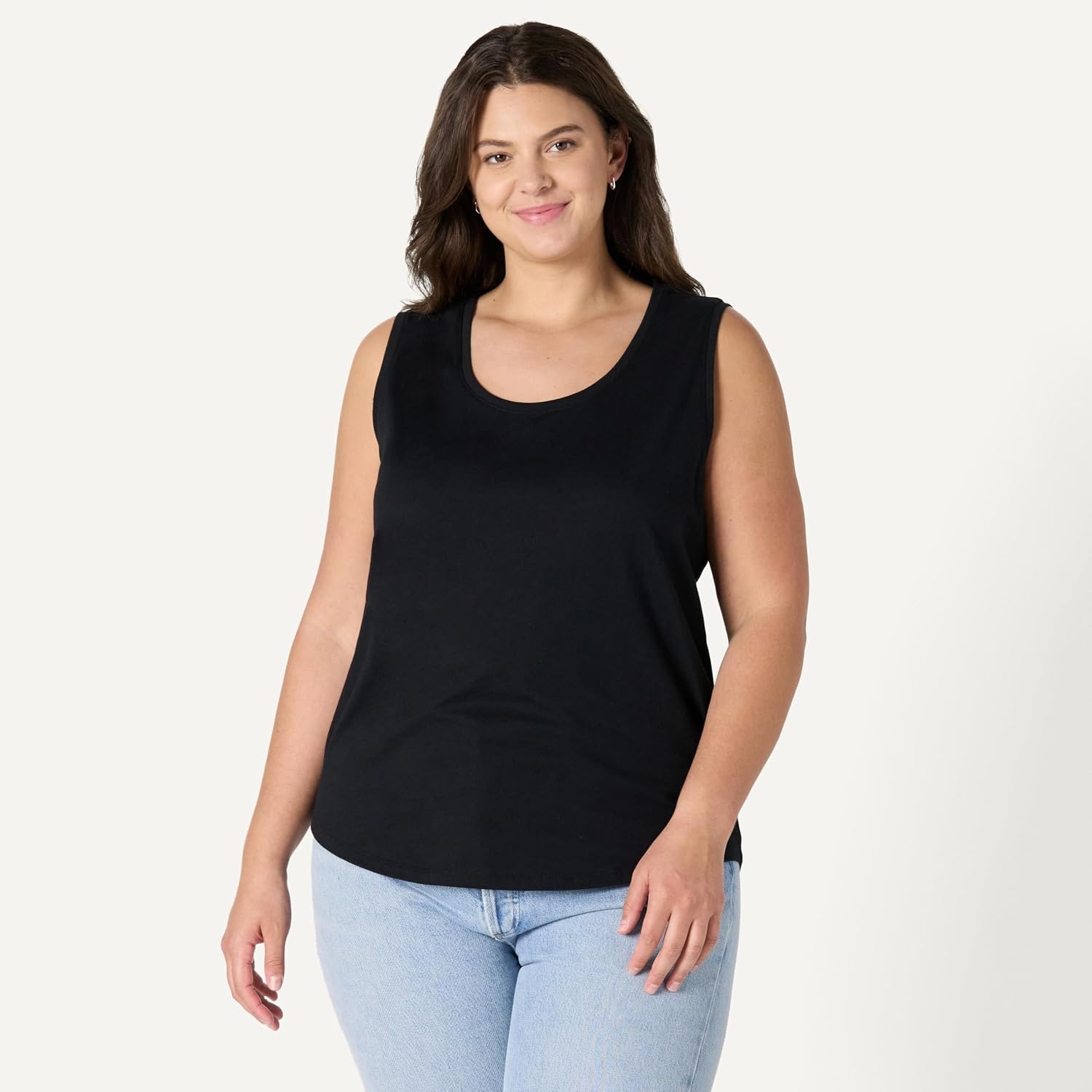 image:imageAmazon Essentials Womens RegularFit 100 Cotton Sleeveless Tank Top Pack of 2BlackCharcoal Heather