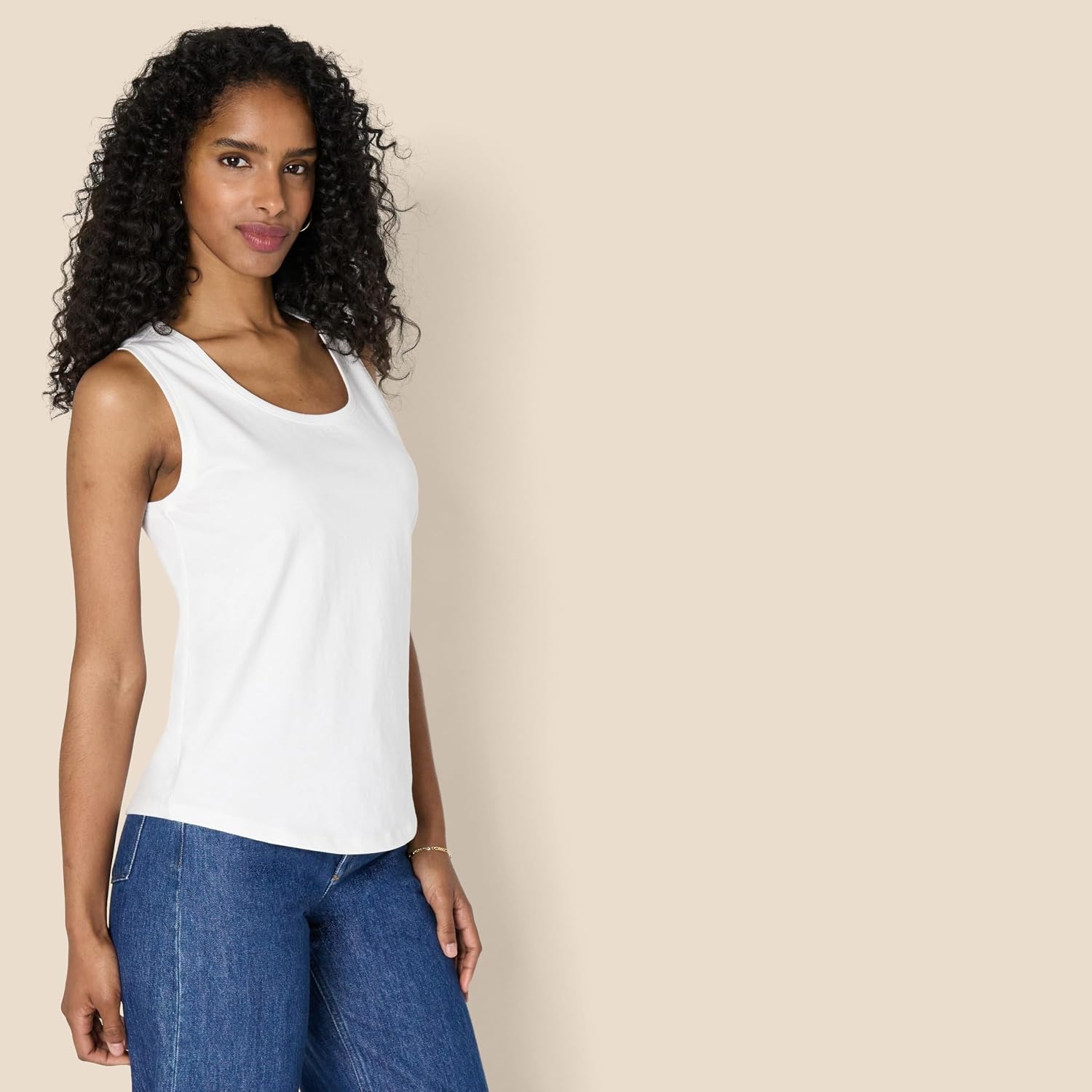 image:imageAmazon Essentials Womens RegularFit 100 Cotton Sleeveless Tank Top Pack of 2BlackWhite
