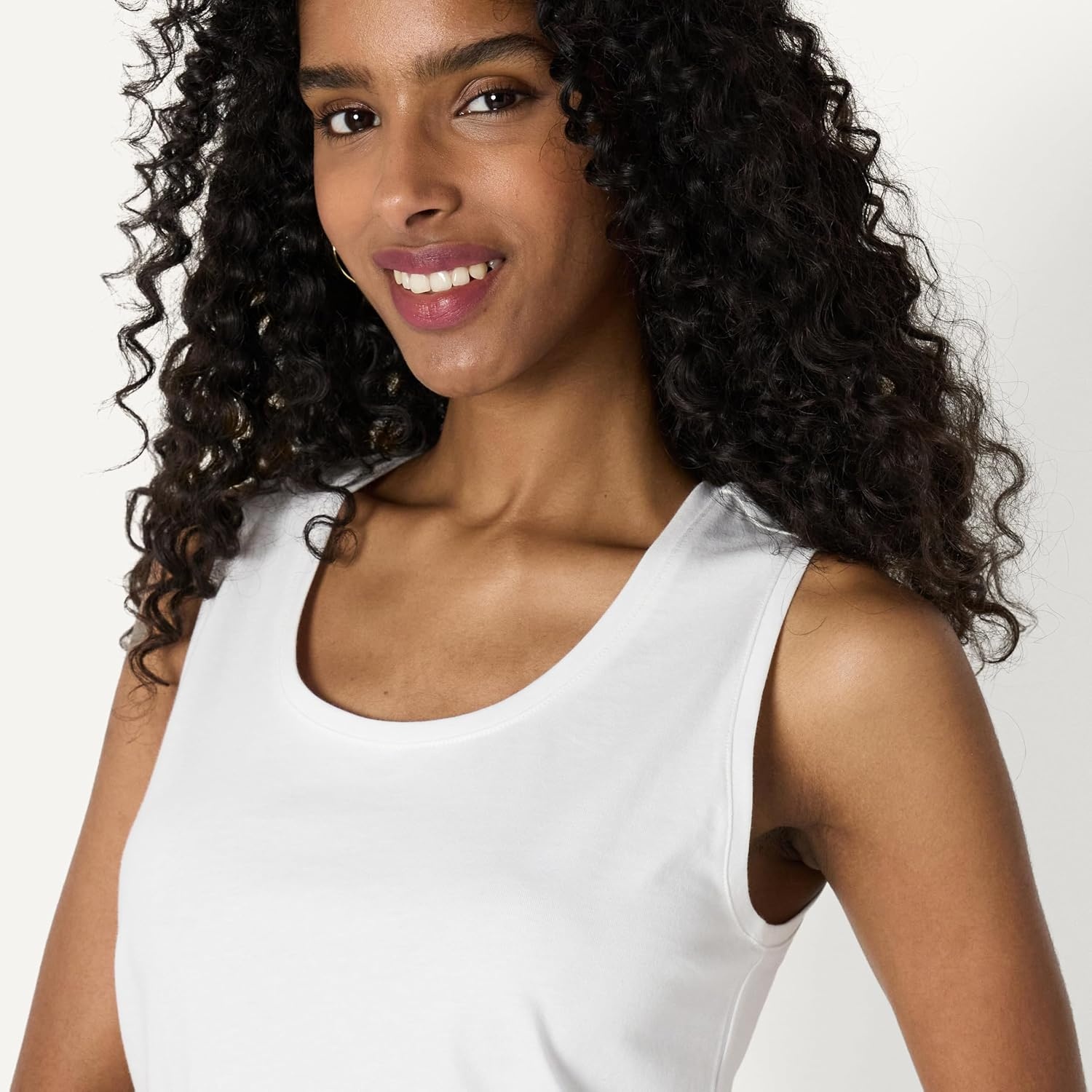 image:imageAmazon Essentials Womens RegularFit 100 Cotton Sleeveless Tank Top Pack of 2BlackWhite
