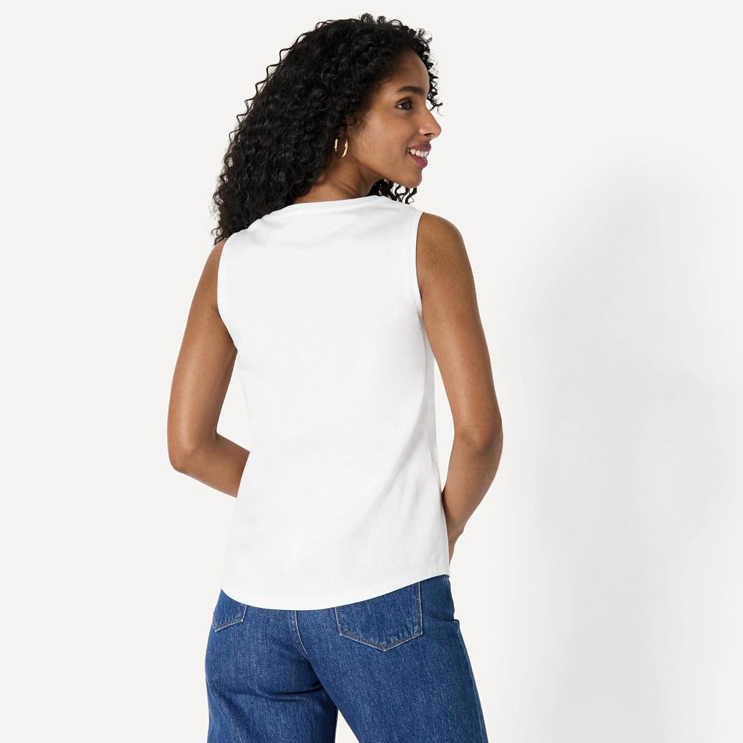 image:imageAmazon Essentials Womens RegularFit 100 Cotton Sleeveless Tank Top Pack of 2BlackWhite