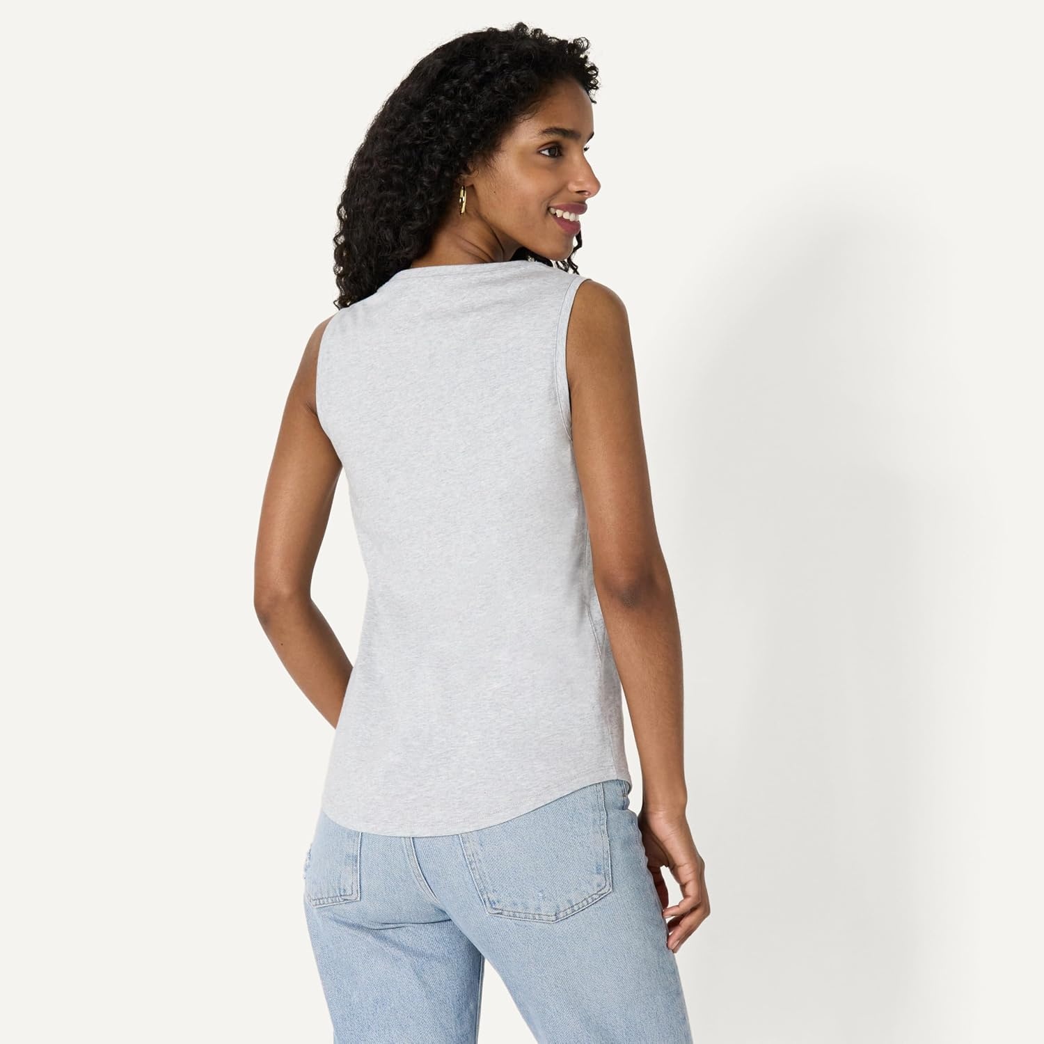 image:imageAmazon Essentials Womens RegularFit 100 Cotton Sleeveless Tank Top Pack of 2CharcoalLight Grey Heather