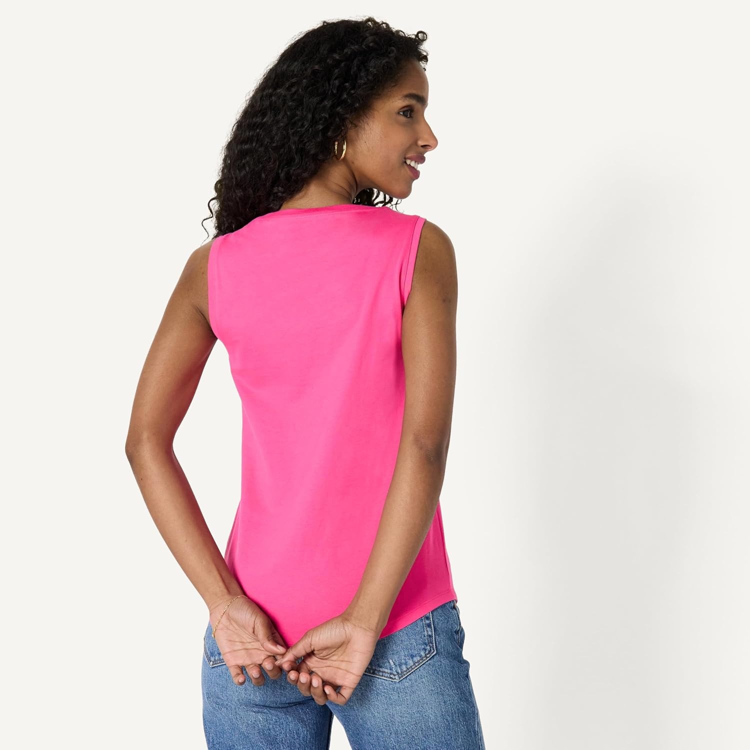 image:imageAmazon Essentials Womens RegularFit 100 Cotton Sleeveless Tank Top Pack of 2Hot PinkOatmeal Heather