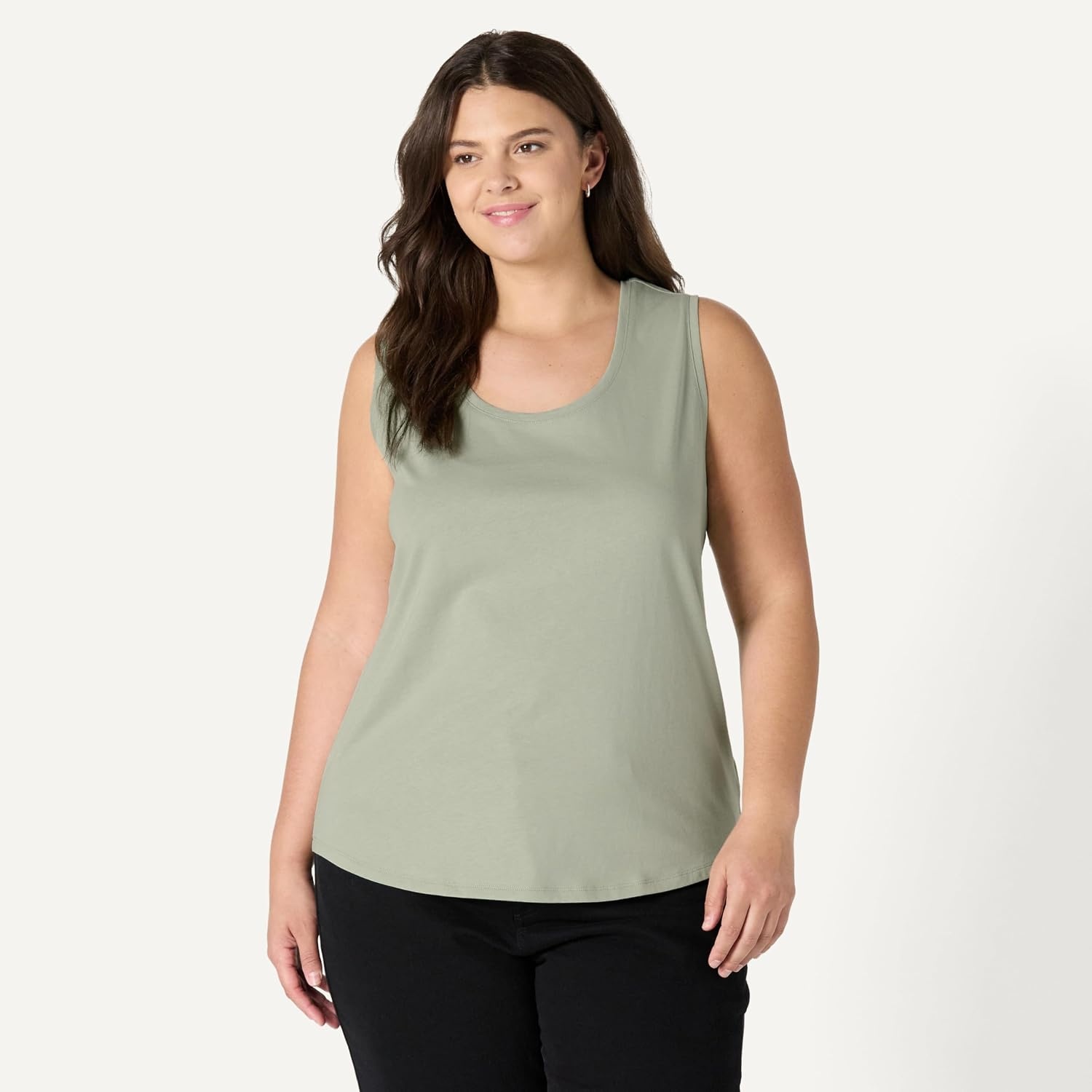 image:imageAmazon Essentials Womens RegularFit 100 Cotton Sleeveless Tank Top Pack of 2NavySage Green