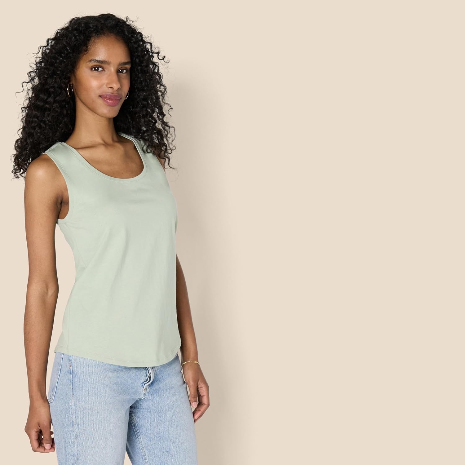 image:imageAmazon Essentials Womens RegularFit 100 Cotton Sleeveless Tank Top Pack of 2NavySage Green