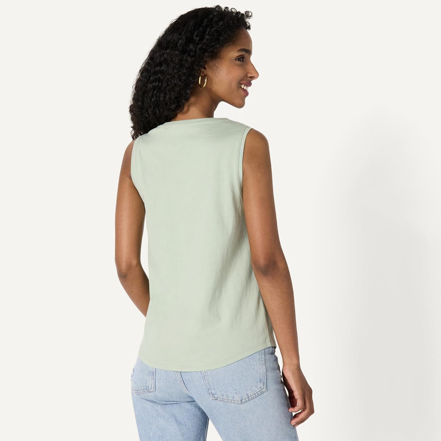 image:imageAmazon Essentials Womens RegularFit 100 Cotton Sleeveless Tank Top Pack of 2NavySage Green