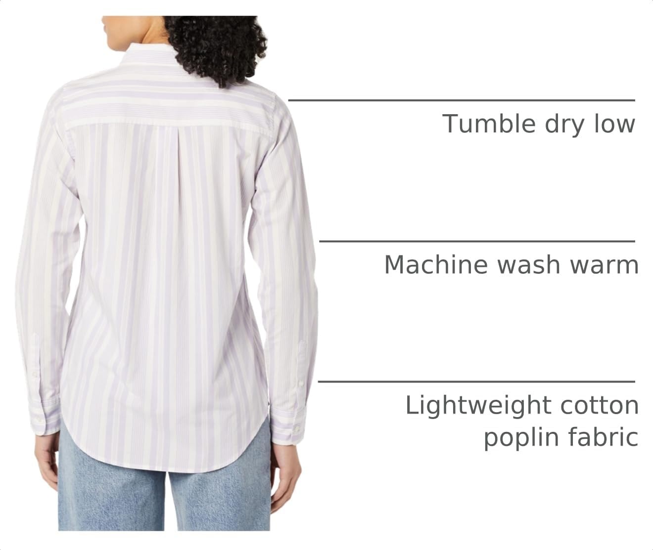 image:imageAmazon Essentials Womens RegularFit LongSleeve ButtonDown Cotton Poplin Shirt Business CasualLilac White Variegated Stripe
