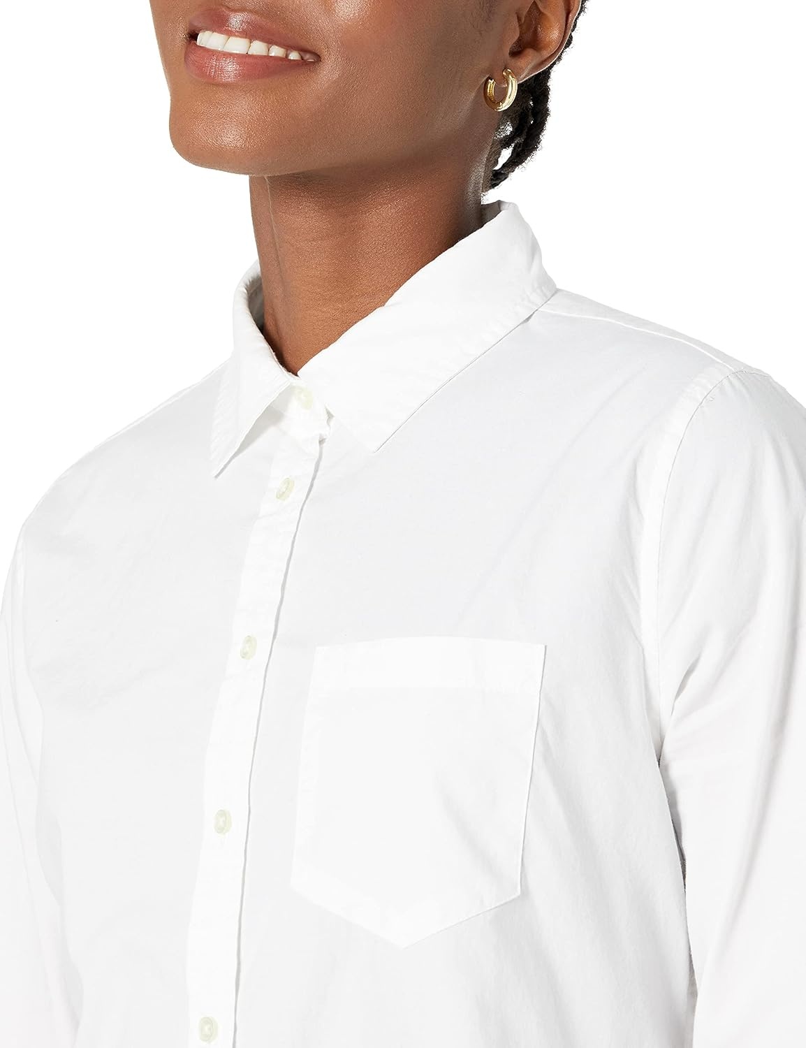 image:imageAmazon Essentials Womens RegularFit LongSleeve ButtonDown Cotton Poplin Shirt Business CasualWhite