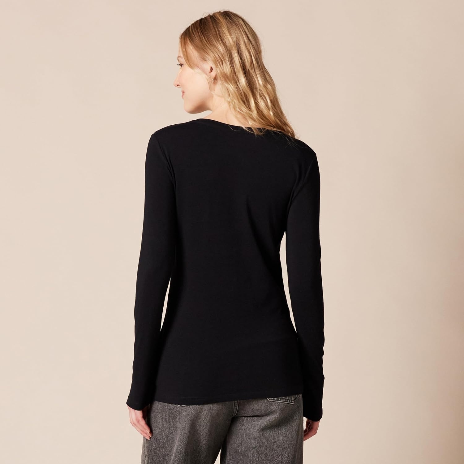 image:imageAmazon Essentials Womens RegularFit LongSleeve Crewneck TShirt Available in Plus SizeBlack