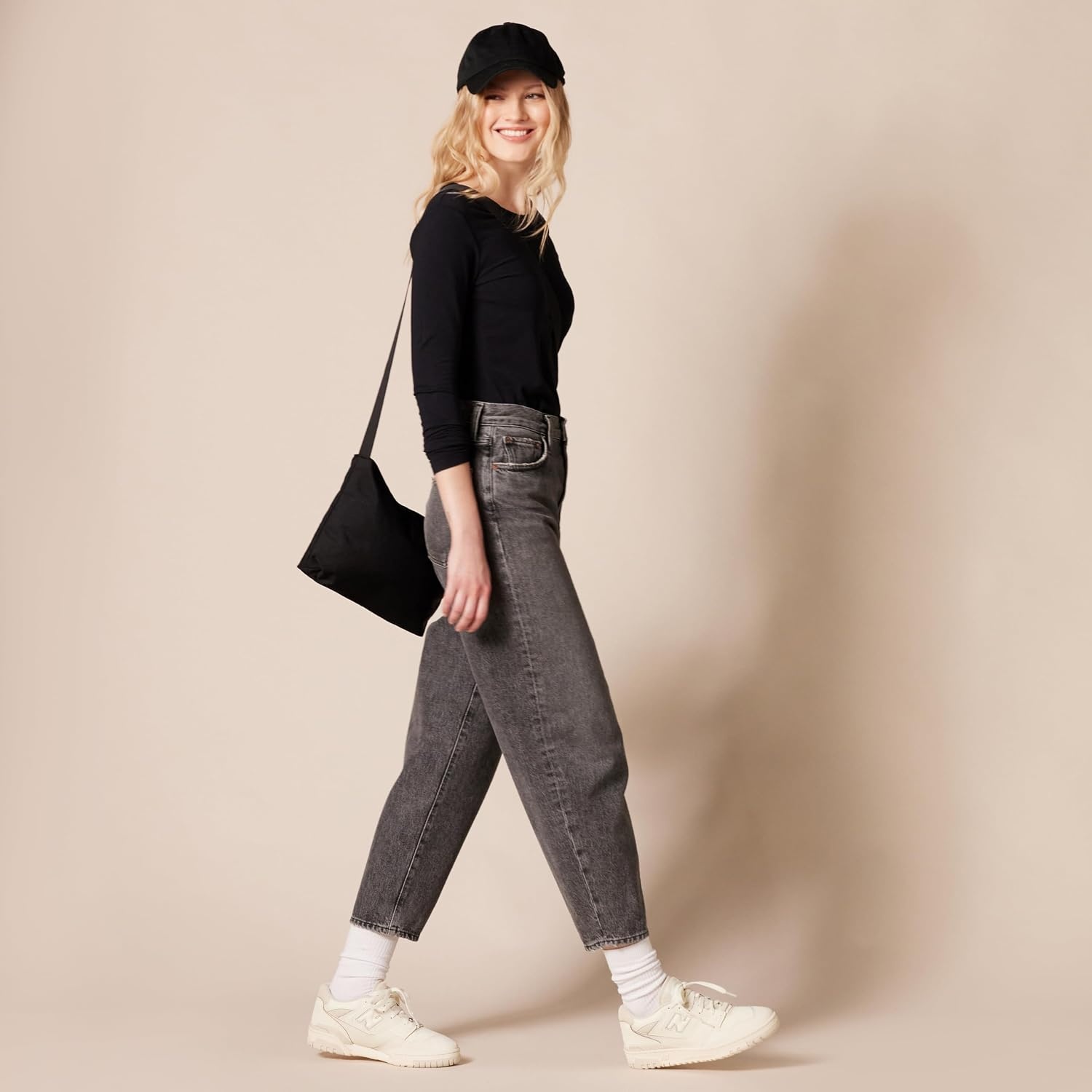image:imageAmazon Essentials Womens RegularFit LongSleeve Crewneck TShirt Available in Plus SizeBlack