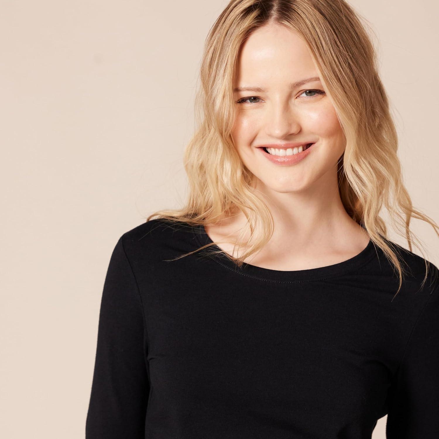 image:imageAmazon Essentials Womens RegularFit LongSleeve Crewneck TShirt Available in Plus SizeBlack