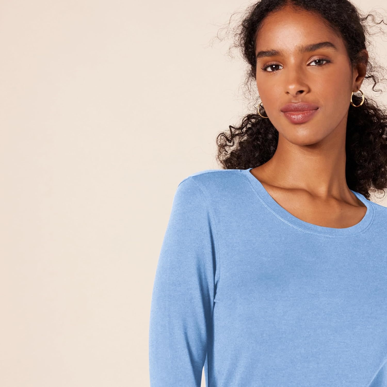 image:imageAmazon Essentials Womens RegularFit LongSleeve Crewneck TShirt Available in Plus SizeBlue