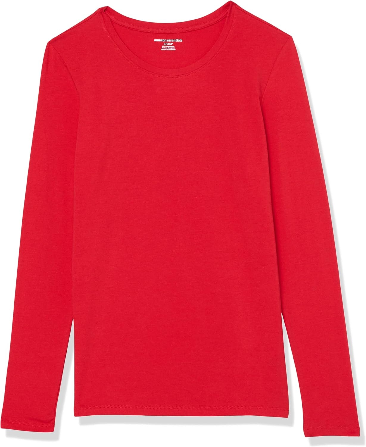 image:imageAmazon Essentials Womens RegularFit LongSleeve Crewneck TShirt Available in Plus SizeCherry Red