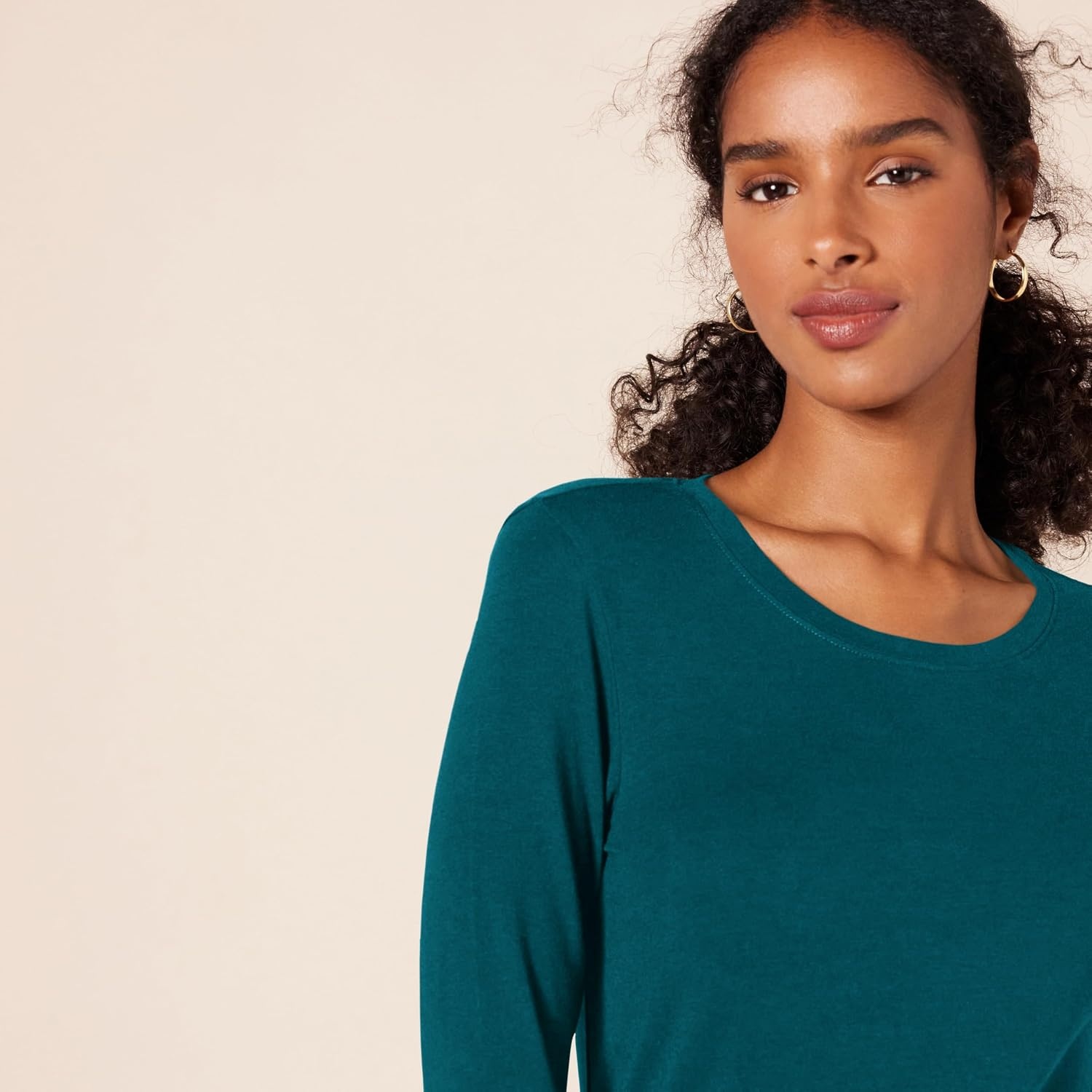 image:imageAmazon Essentials Womens RegularFit LongSleeve Crewneck TShirt Available in Plus SizeDark Green