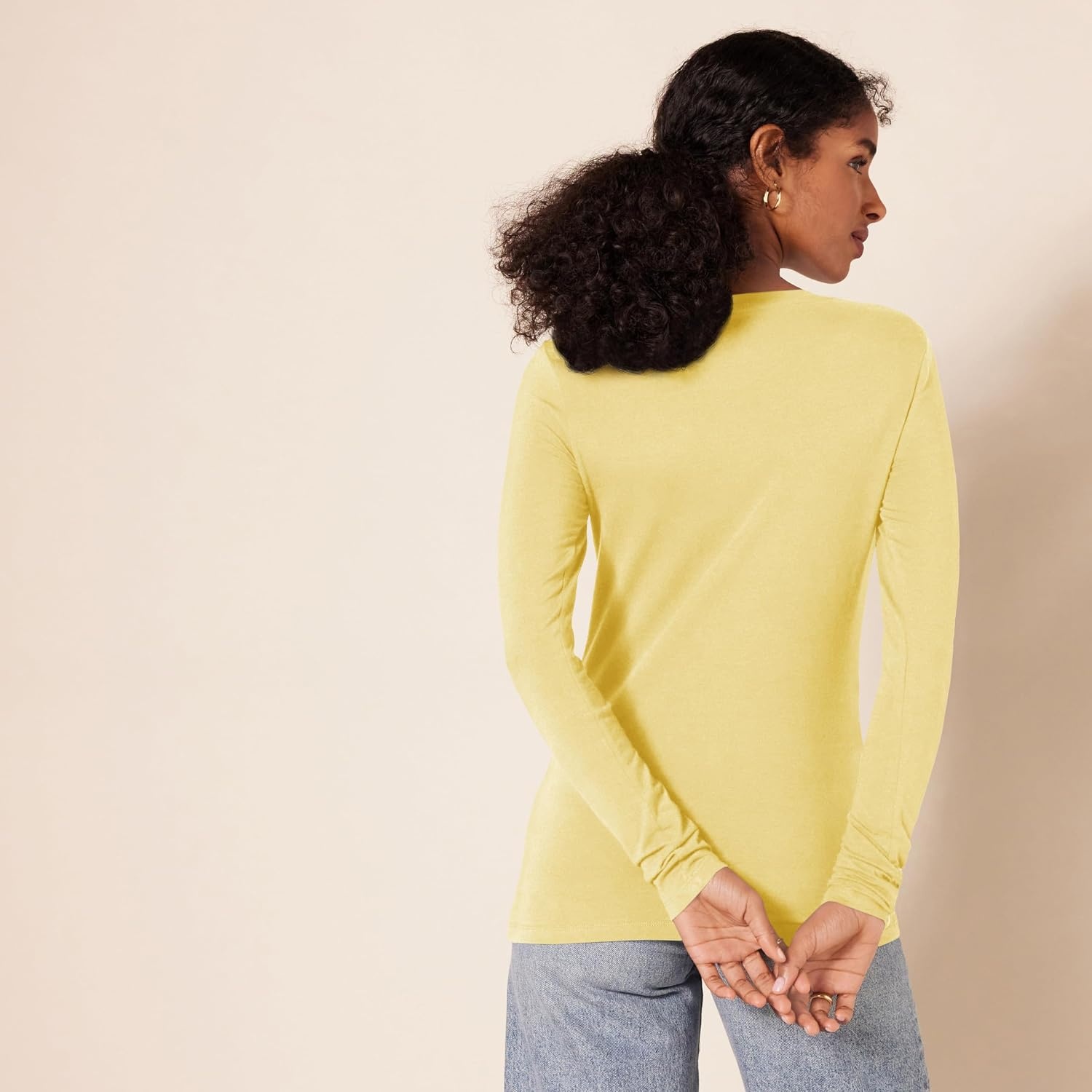 image:imageAmazon Essentials Womens RegularFit LongSleeve Crewneck TShirt Available in Plus SizeDark Yellow