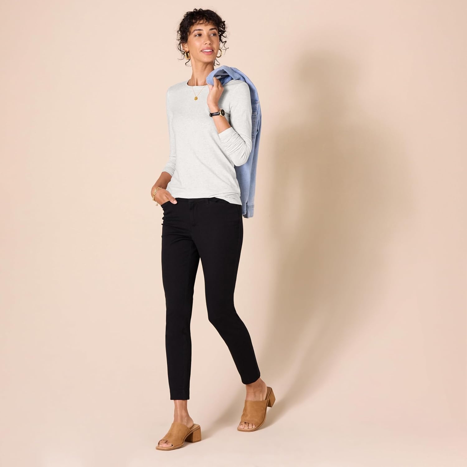 image:imageAmazon Essentials Womens RegularFit LongSleeve Crewneck TShirt Available in Plus SizeLight Grey Heather