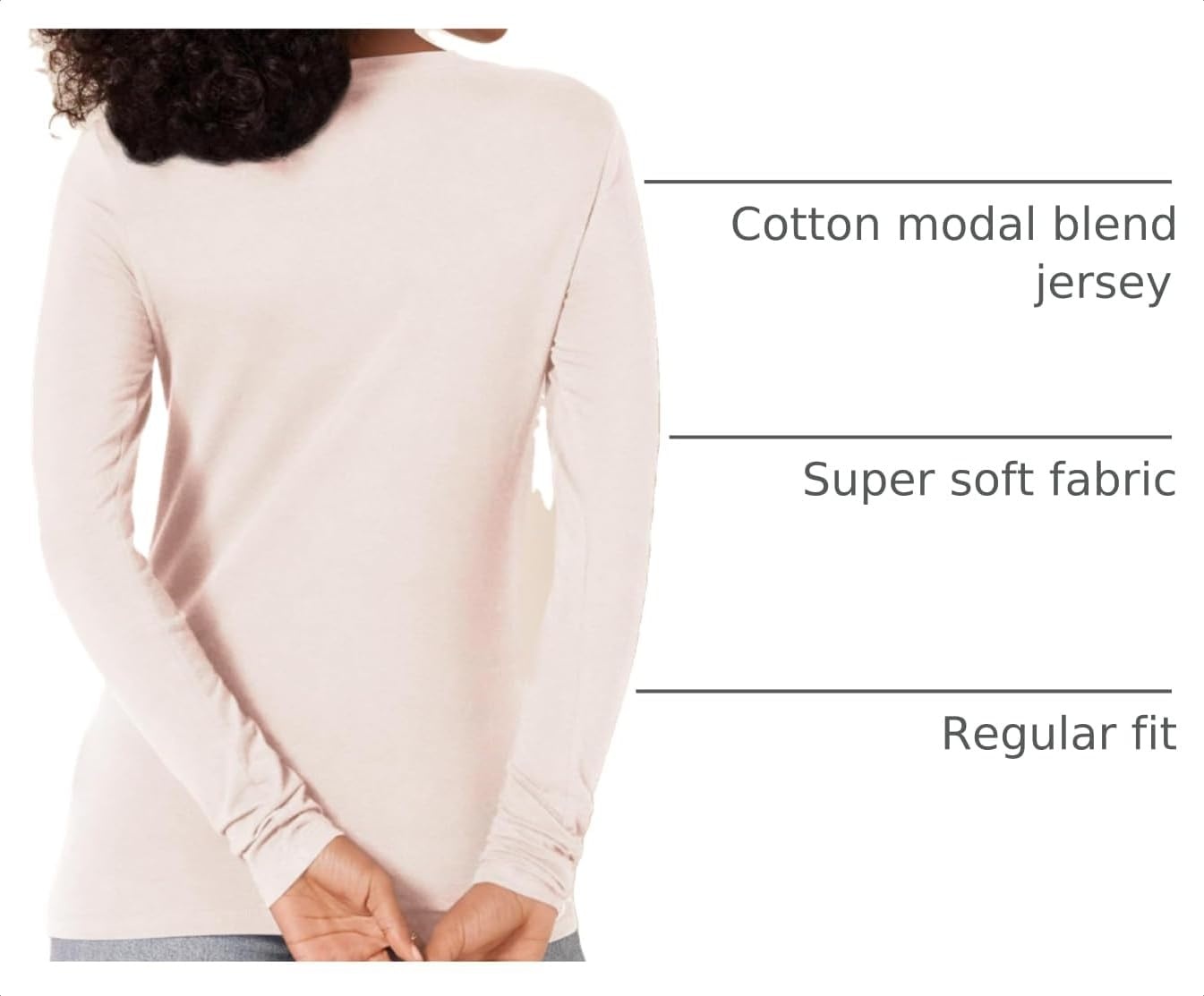 image:imageAmazon Essentials Womens RegularFit LongSleeve Crewneck TShirt Available in Plus SizeLight Rose