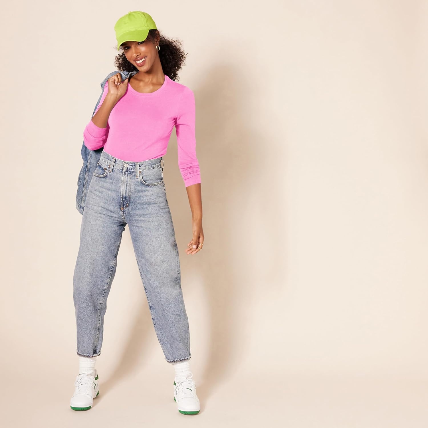 image:imageAmazon Essentials Womens RegularFit LongSleeve Crewneck TShirt Available in Plus SizePink