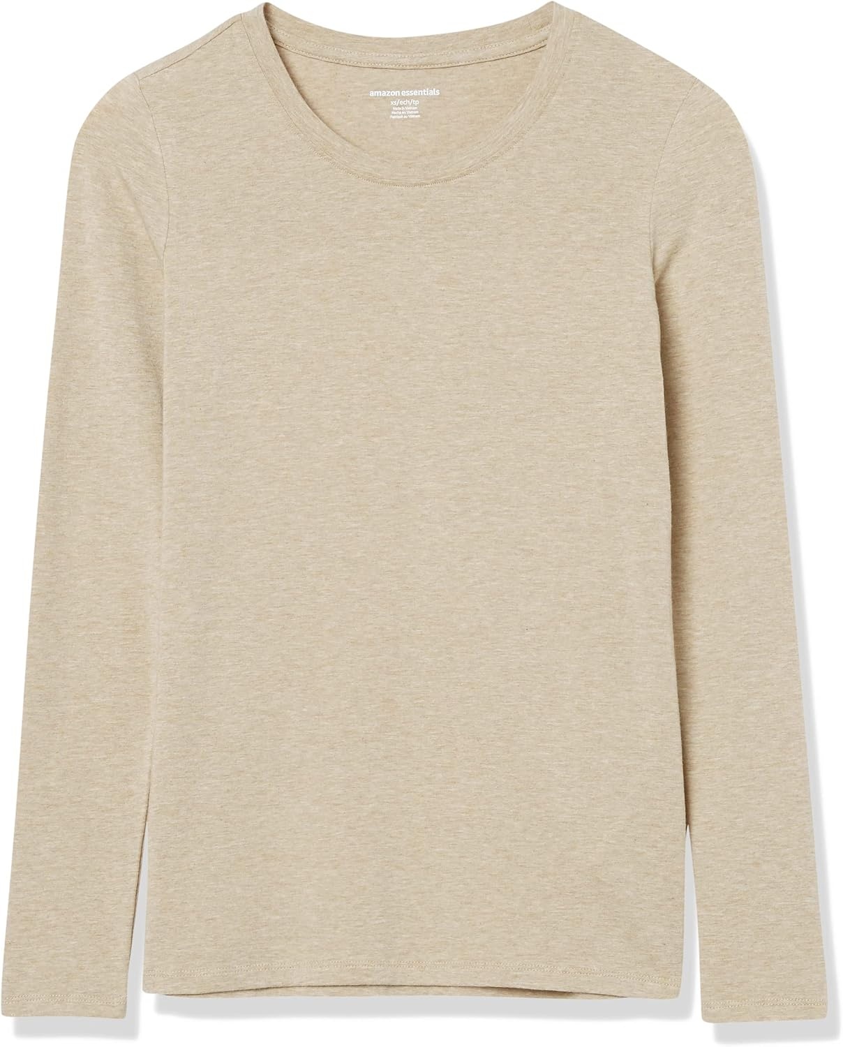 image:imageAmazon Essentials Womens RegularFit LongSleeve Crewneck TShirt Available in Plus SizeTan Heather