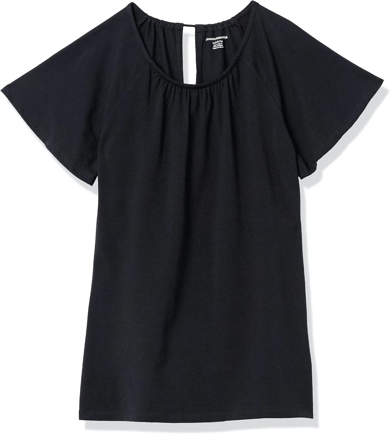 image:imageAmazon Essentials Womens RegularFit Short Flutter Cape Sleeve Crewneck TShirtBlack