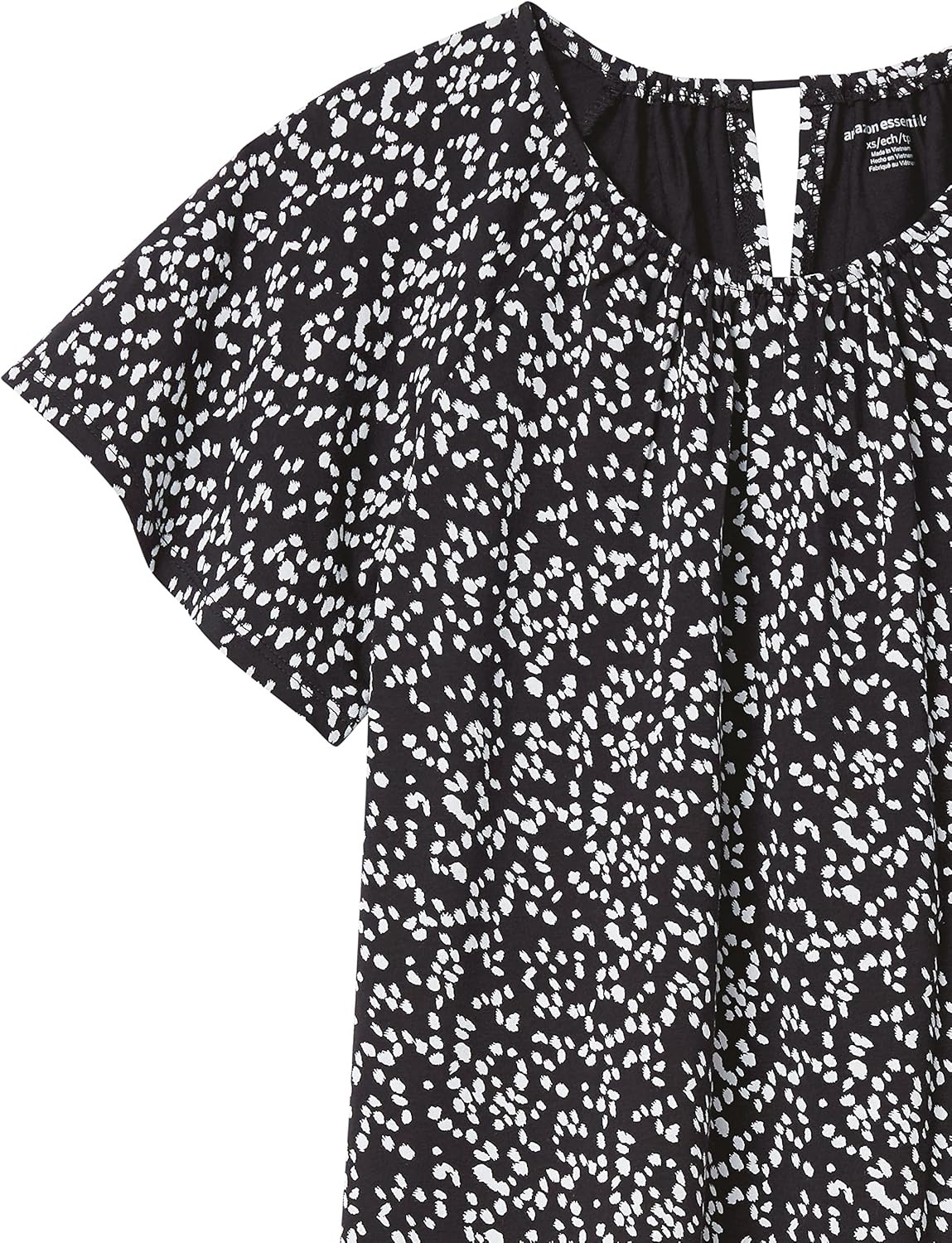 image:imageAmazon Essentials Womens RegularFit Short Flutter Cape Sleeve Crewneck TShirtBlack White Animal Print