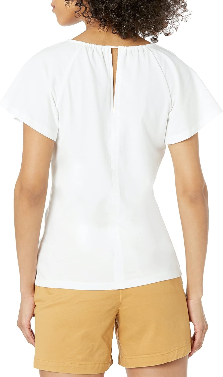 image:imageAmazon Essentials Womens RegularFit Short Flutter Cape Sleeve Crewneck TShirtWhite